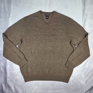 Daniel Bishop Sweater Mens XL Brown 100% Cashmere 2 Ply V Neck Long Sleeve